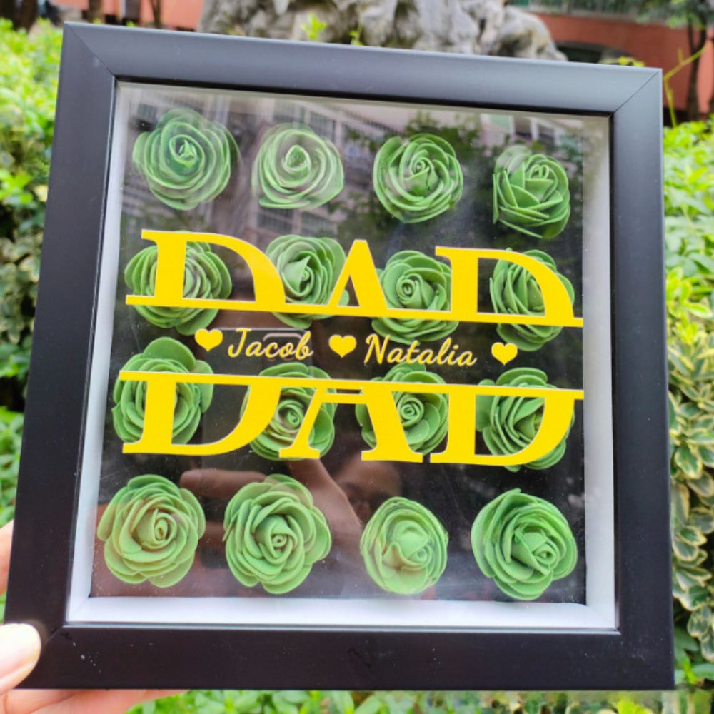 Personalized Flower Shadow Box Preserved Rose Picture Frame Gift for Family