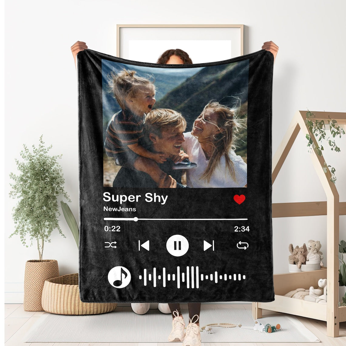 Custom Spotify Photo Blanket Personalized Music Blanket with Your Favorite Song Gift for Friends & Family