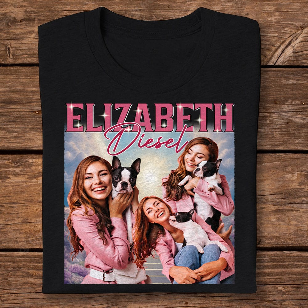 Custom Bootleg Rap Shirt Personalized Retro Girls Portrait Photo & Text Tee