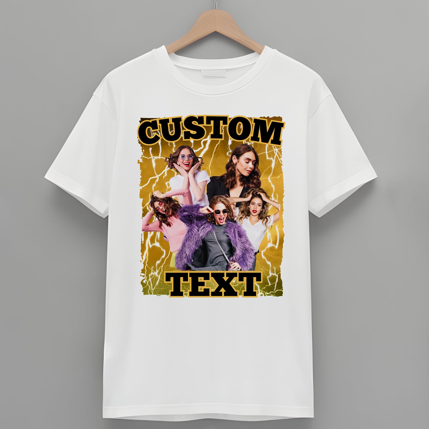 Personalized 90s Retro Bootleg Shirt Custom Add Your Own Photo & Name Tee