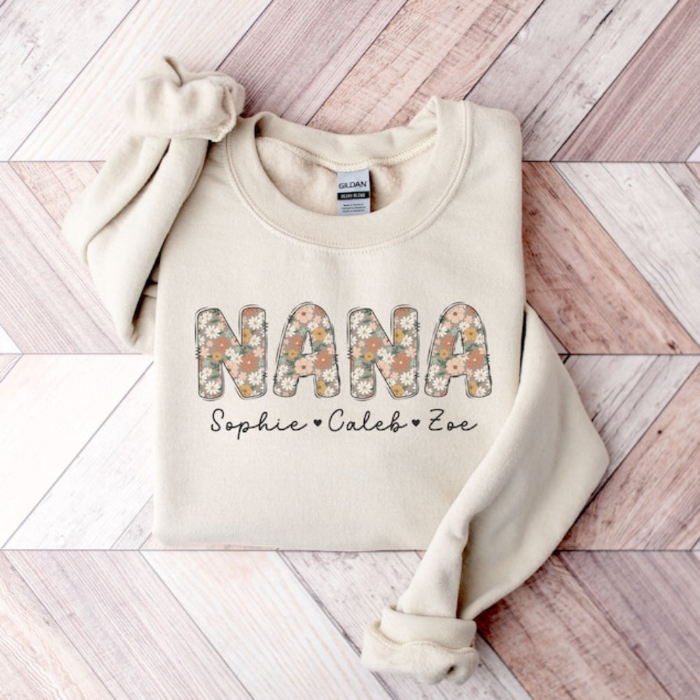 Custom Grandma Sweatshirt Personalized Nana with Kids Names Printed Sweatshirt