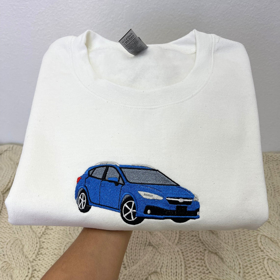 Personalized Embroidered Car Photo with Name Sweatshirt Unique Gift for Car Lovers