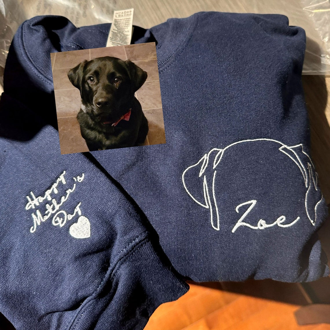 Personalized Pet Sweatshirt Custom Embroidered Dog Ears with Name Sweatshirt For Pet Lovers