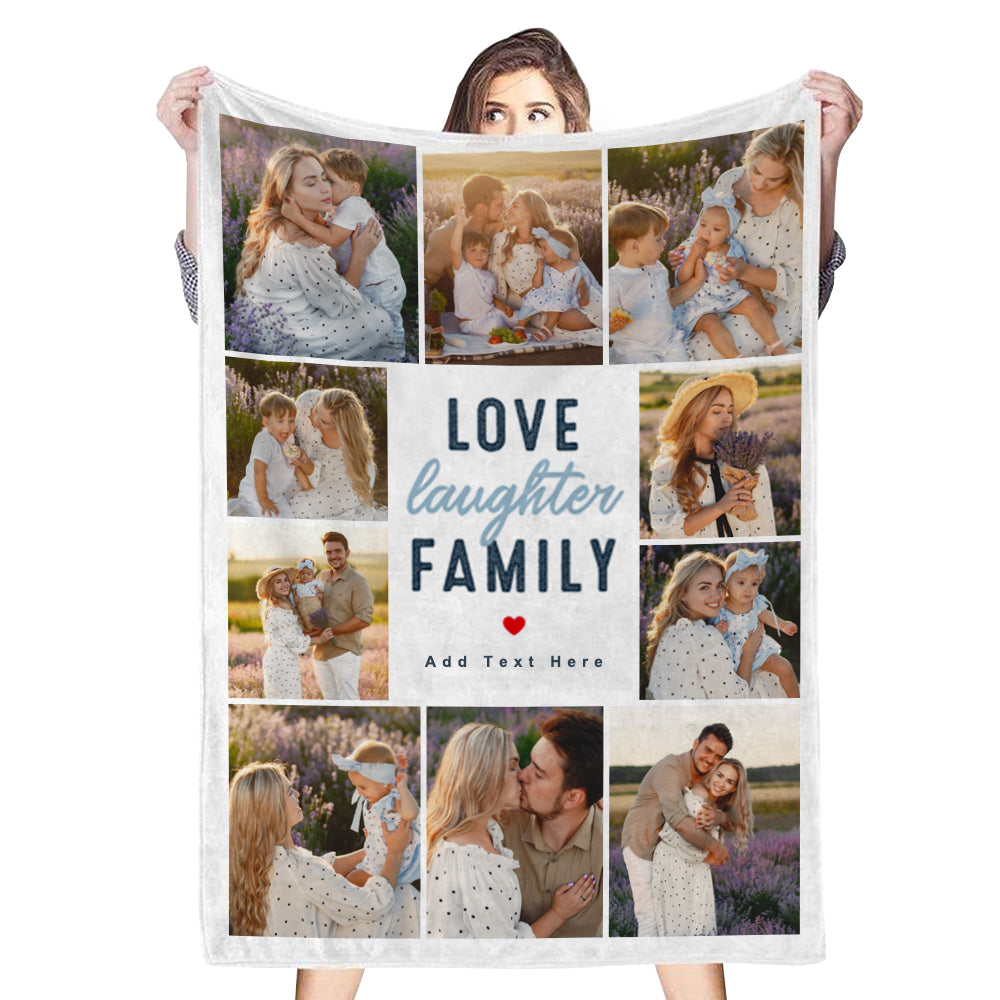 Custom Heart Collage Photo Blanket Personalized Memorable Pictures Blanket Gift for Couple & Family