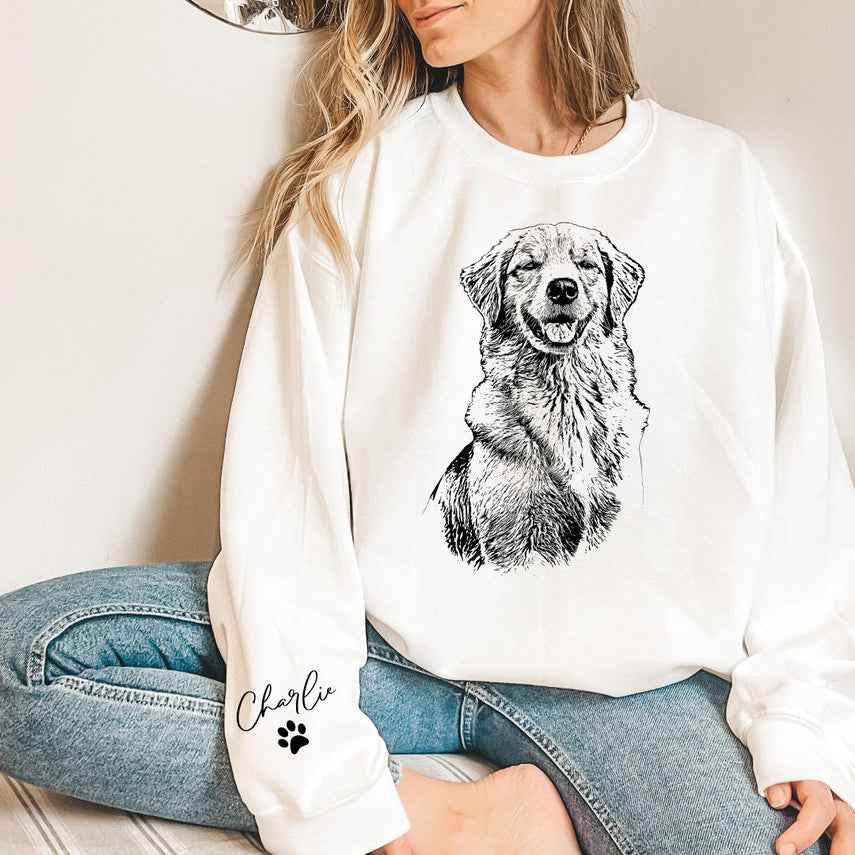 Personalized Pet Sweatshirt Custom Dog Portrait from Photo Sweatshirt Gift for Pet Lovers