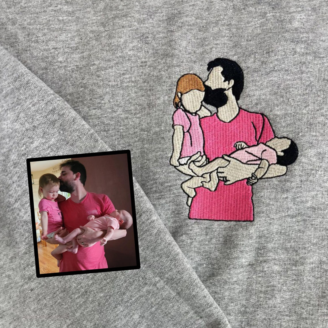 Personalized Embroidered Family Sweatshirt Custom Couple Portrait from Photo Sweatshirt Unique Gift for Family