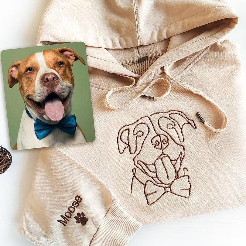 Custom Embroidered Pet Hoodie Unique Dog Outline with Name Hoodie Gift for Dog Mom & Dog Dad