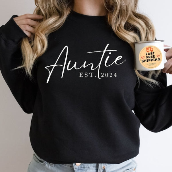 Customized Auntie Est Year Sweatshirt Best Birthday Gift for Aunt