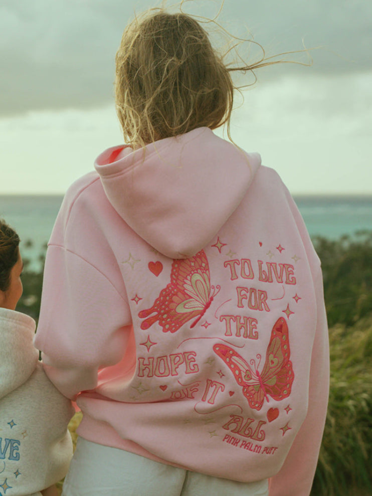 Oversized Pink To Live For the Hope of it All Printed Hoodie