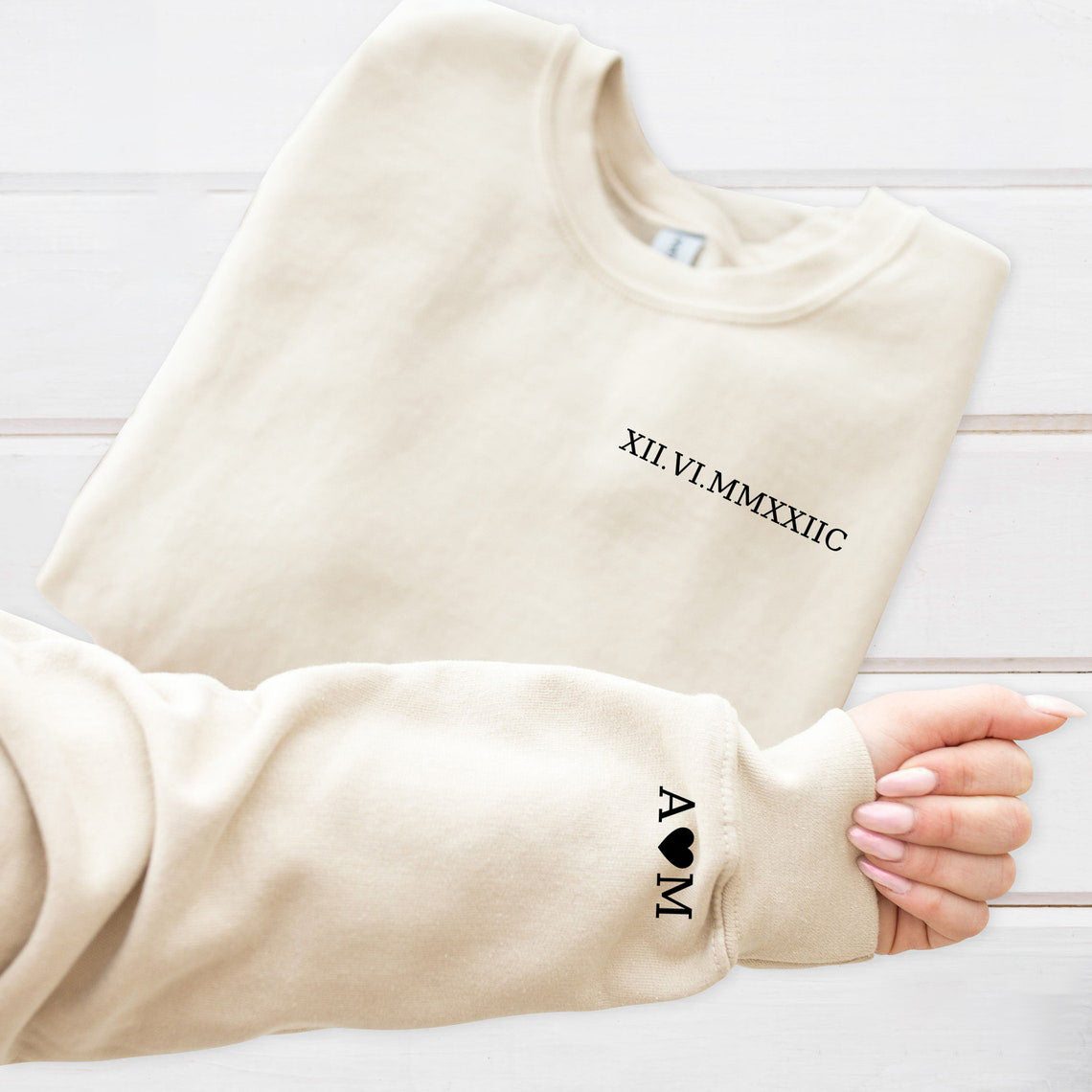 Custom Couple Sweatshirt Personalized Roman Numeral/Date Printed Sweatshirt