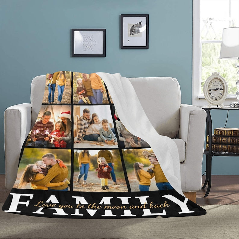 Personalized Family Memory Photos Blankets Custom Multi Photos Blanket Gift for Family