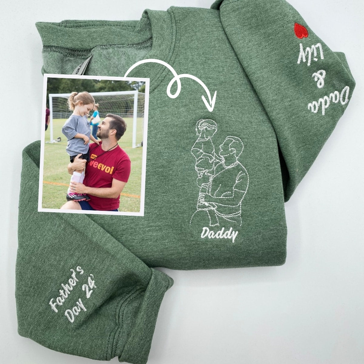 Custom Embroidered Dad's Sweatshirt Family Portrait from Photo Sweatshirt Unique Gift For Family