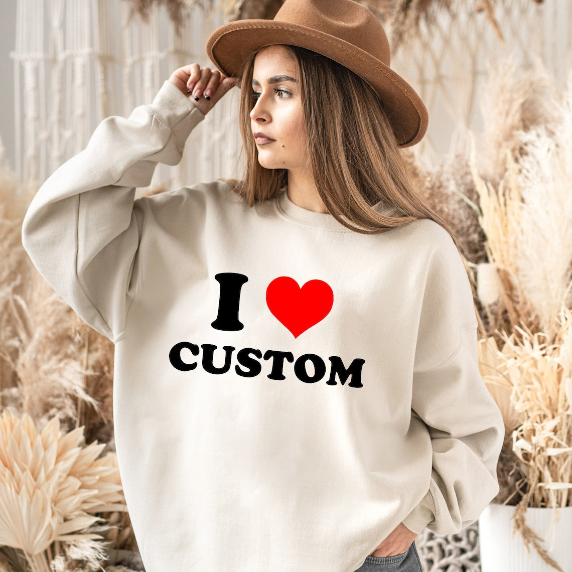 Custom Text Shirt I Love Custom Sweatshirt Personalized Aesthetic I Heart Custom Y2K Sweatshirt