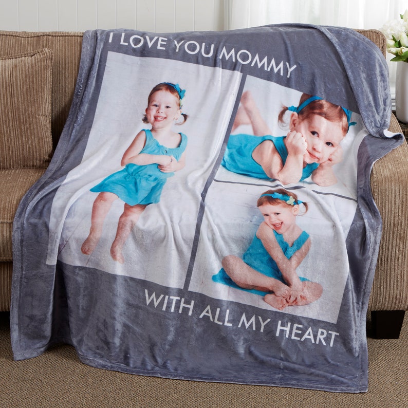 Custom Photo Blanket Personalized Photo & Text Blanket Gift for Friend & Family