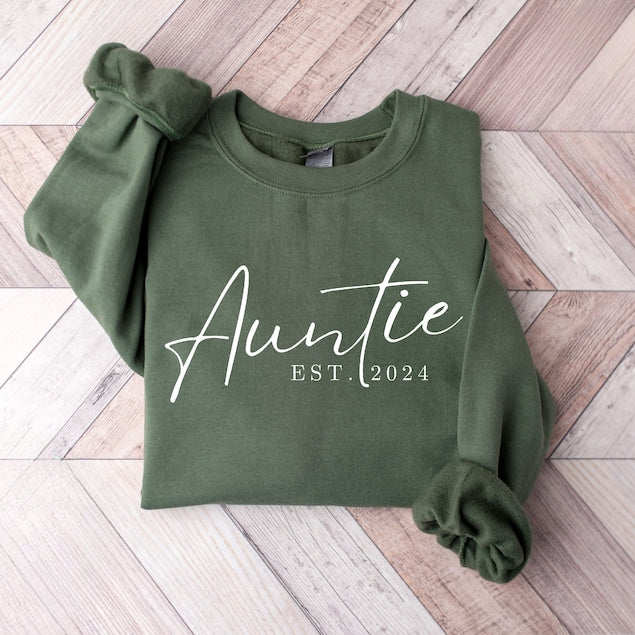 Customized Auntie Est Year Sweatshirt Best Birthday Gift for Aunt