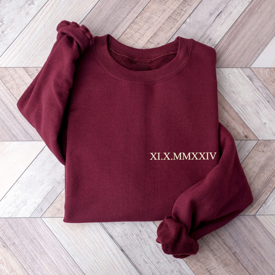 Custom Couple Sweatshirt Personalized Roman Numeral/Date Printed Sweatshirt