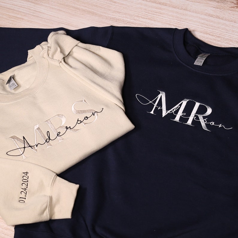 Custom Mrs. Embroidered Sweatshirt Personalized Future Hubby Wifey Sweatshirt for Engagement