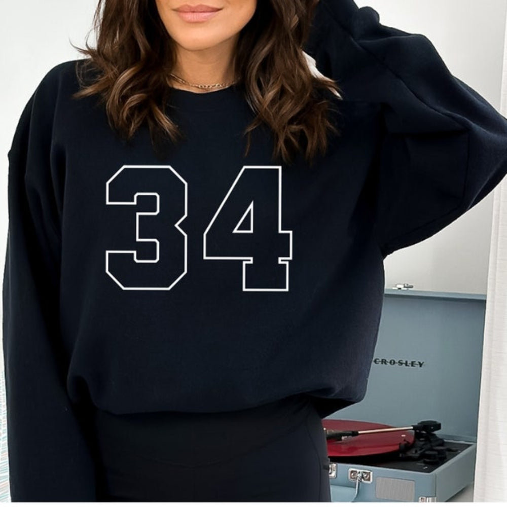 Custom Number Sweatshirt Personalized Game Day Sports Number Sweatshirt