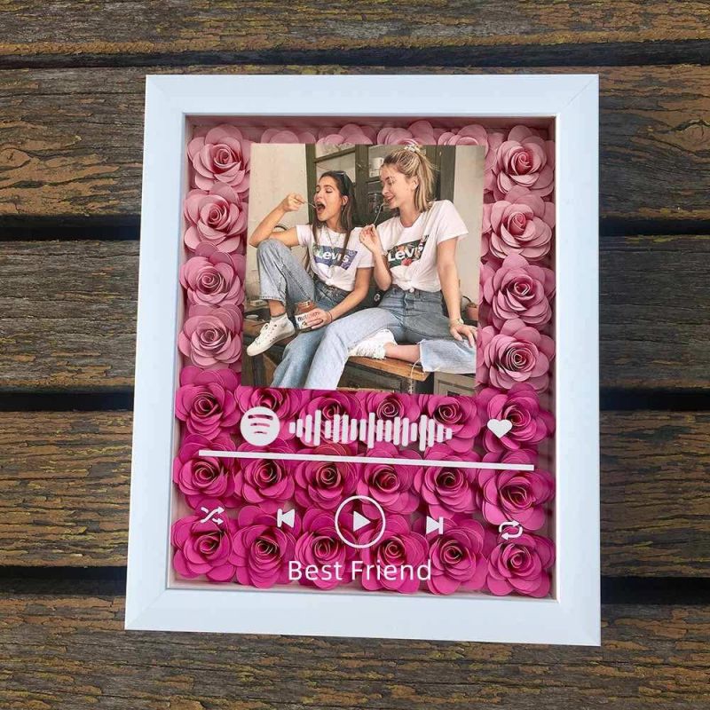 Personalized Music Album Flower Shadow Box Personalized Heart Flower Box for Couple & Family