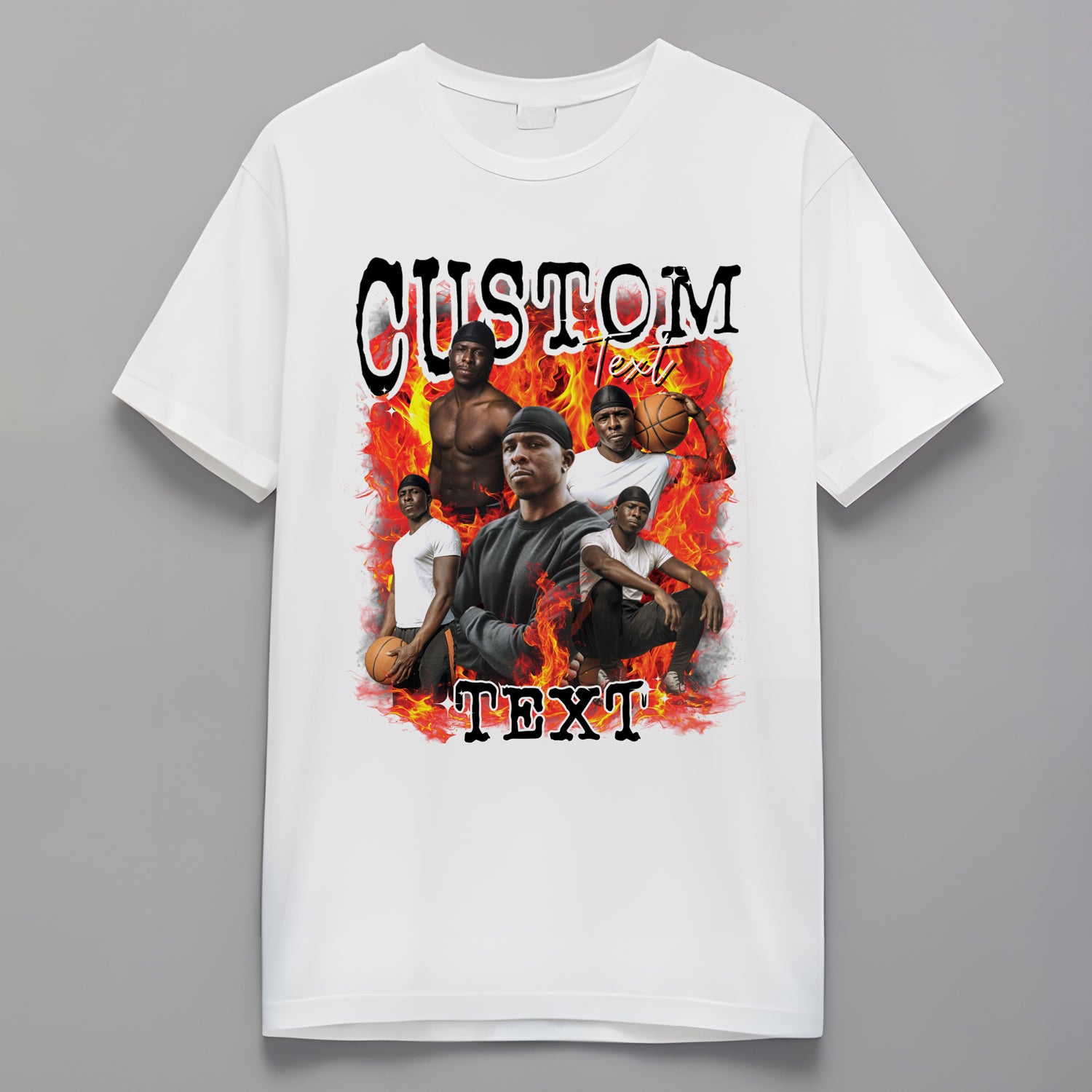 Custom Retro Bootleg Rap Shirt Personalized 90s Vintage Photo & Text Tee