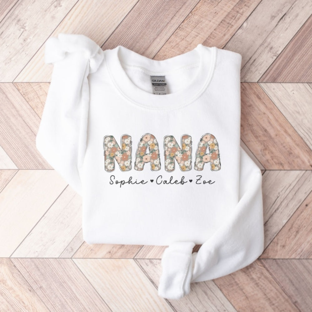 Custom Grandma Sweatshirt Personalized Nana with Kids Names Printed Sweatshirt