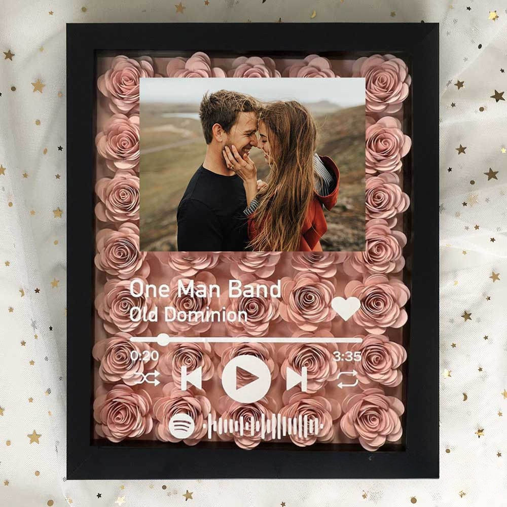 Personalized Music Album Flower Shadow Box Personalized Heart Flower Box for Couple & Family