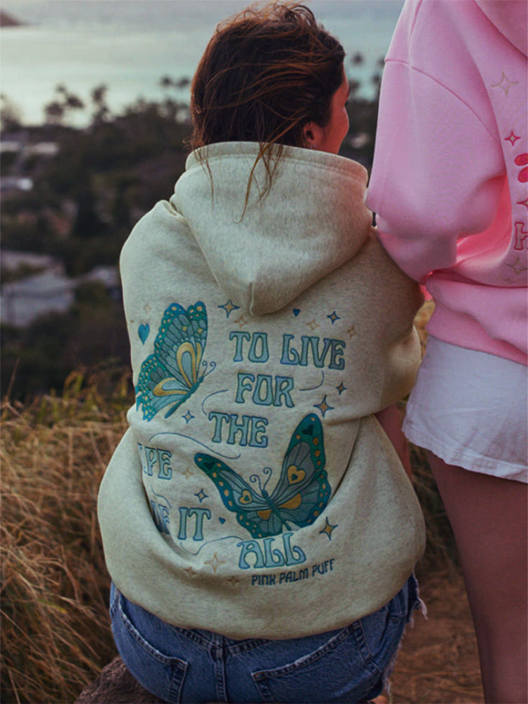 Aesthetic Pink To Live For the Hope of it All Printed Hoodie