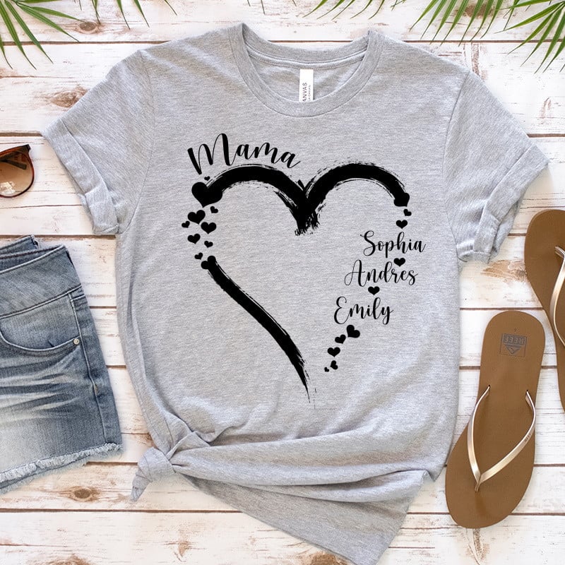 Custom Mama Shirt Personalized Mimi with Kids Name T-shirt Gift For Family