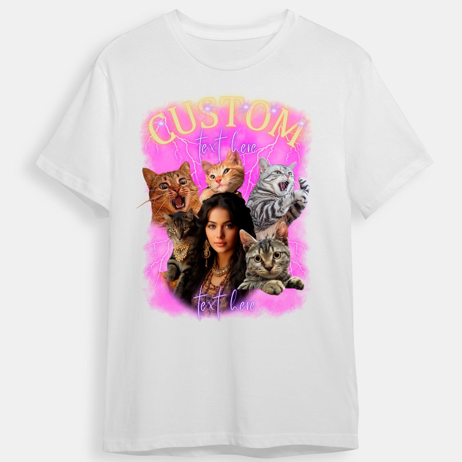 Vintage Bootleg Shirt Personalized with Your Own Cat's Photo Unique Gift for Cat Lover