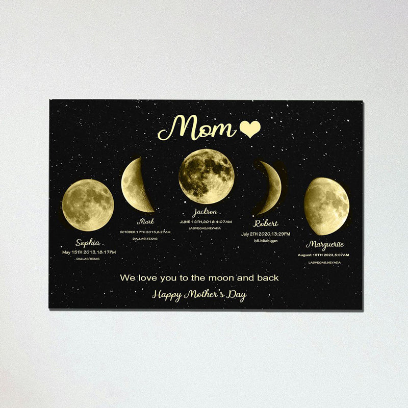 Custom Moon Phase Frame With Text & Date- Custom Art Frame for Mom/Mommy's Universe