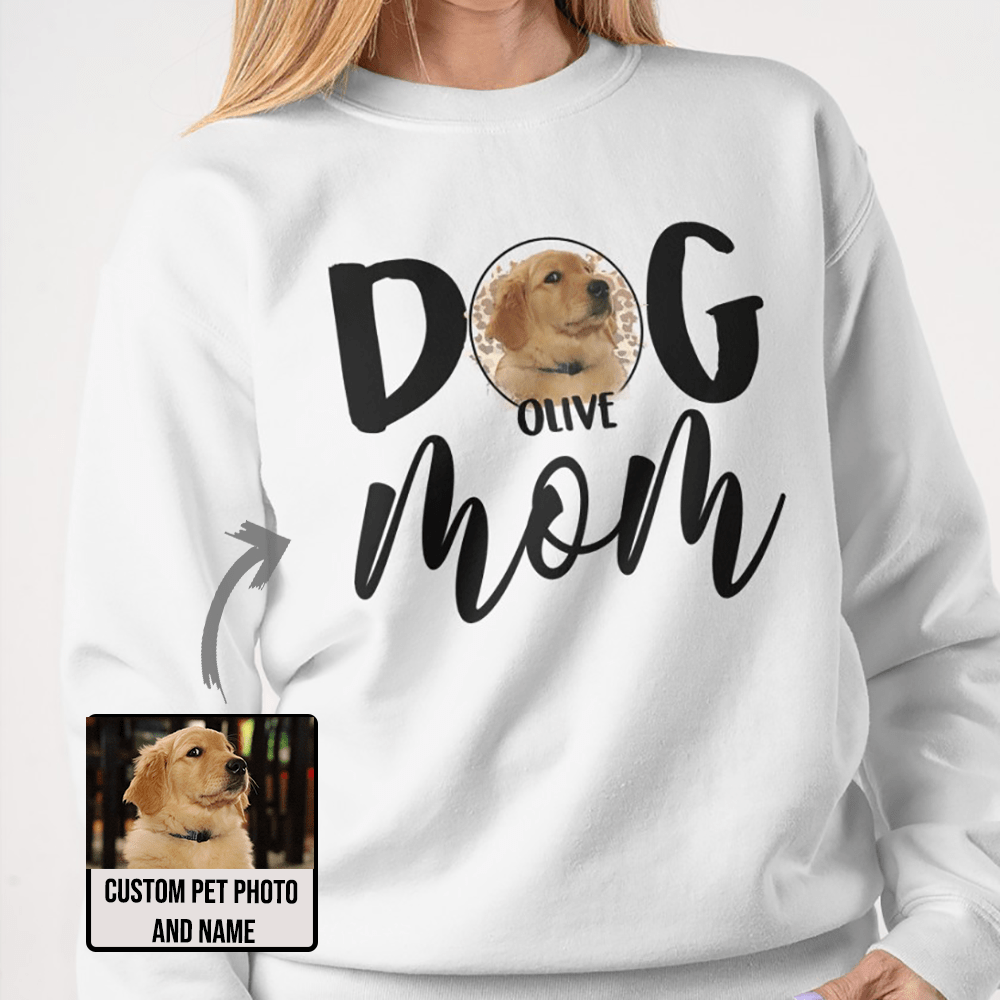 Custom Dog Mom Sweatshirt Personalized Pet Photo Portrait Sweatshirt Gift for Pet Lover