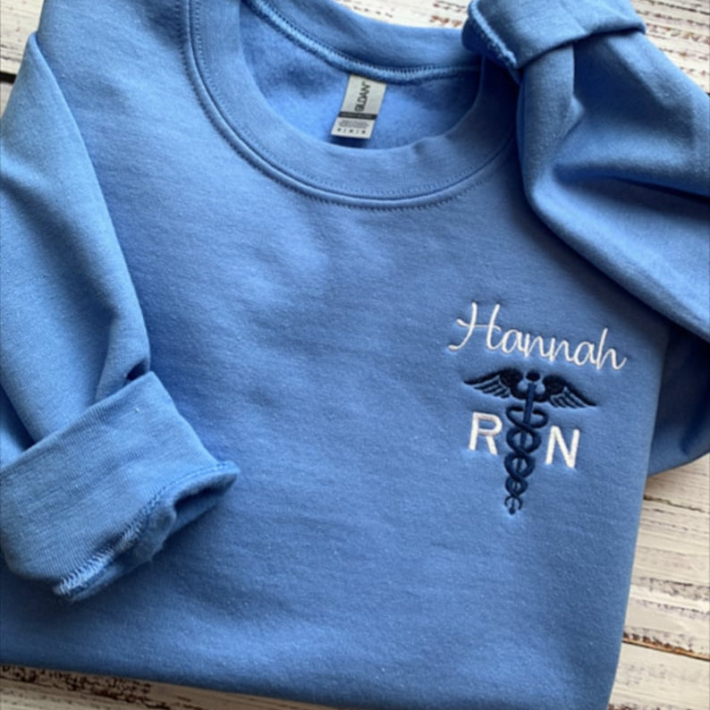 Custom Embroidered RN Sweatshirt Unique Nursing Student Graduation Gift