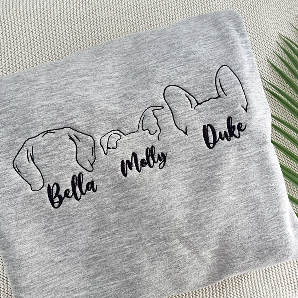 Personalized Pet Sweatshirt Custom Embroidered Dog Ears with Name Sweatshirt For Pet Lovers