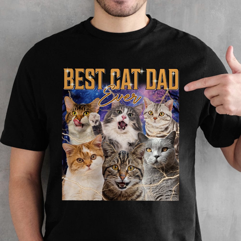 Custom Retro Cat Bootleg Rap Shirt Unique Add Your Own Pet Photo Shirt