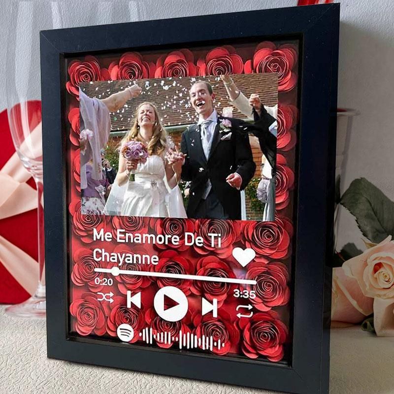 Personalized Music Album Flower Shadow Box Personalized Heart Flower Box for Couple & Family