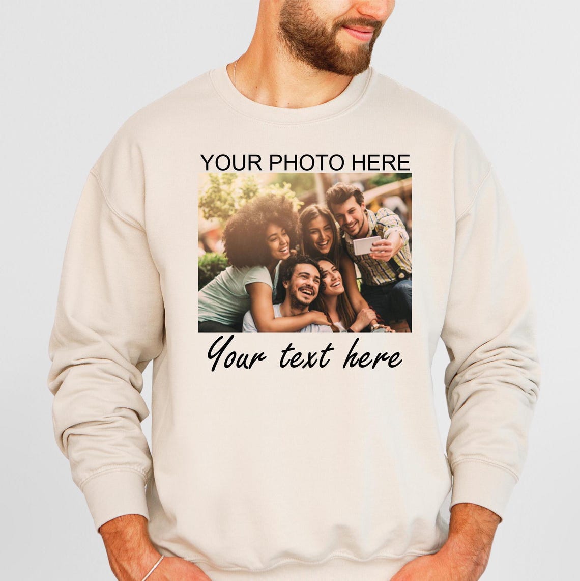 Personalized Photo with Text Sweatshirt Custom Family Photo Sweatshirt Unique Birthday Gift