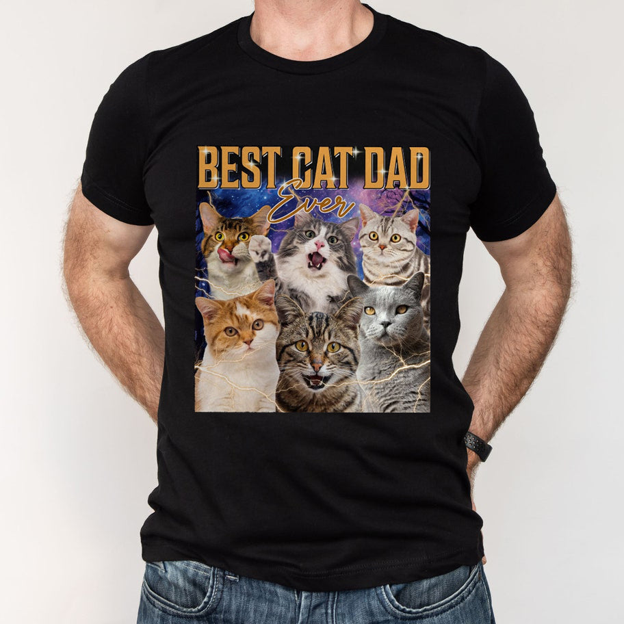 Custom Retro Cat Bootleg Rap Shirt Unique Add Your Own Pet Photo Shirt