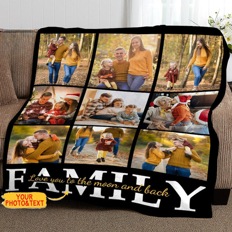 Personalized Family Memory Photos Blankets Custom Multi Photos Blanket Gift for Family