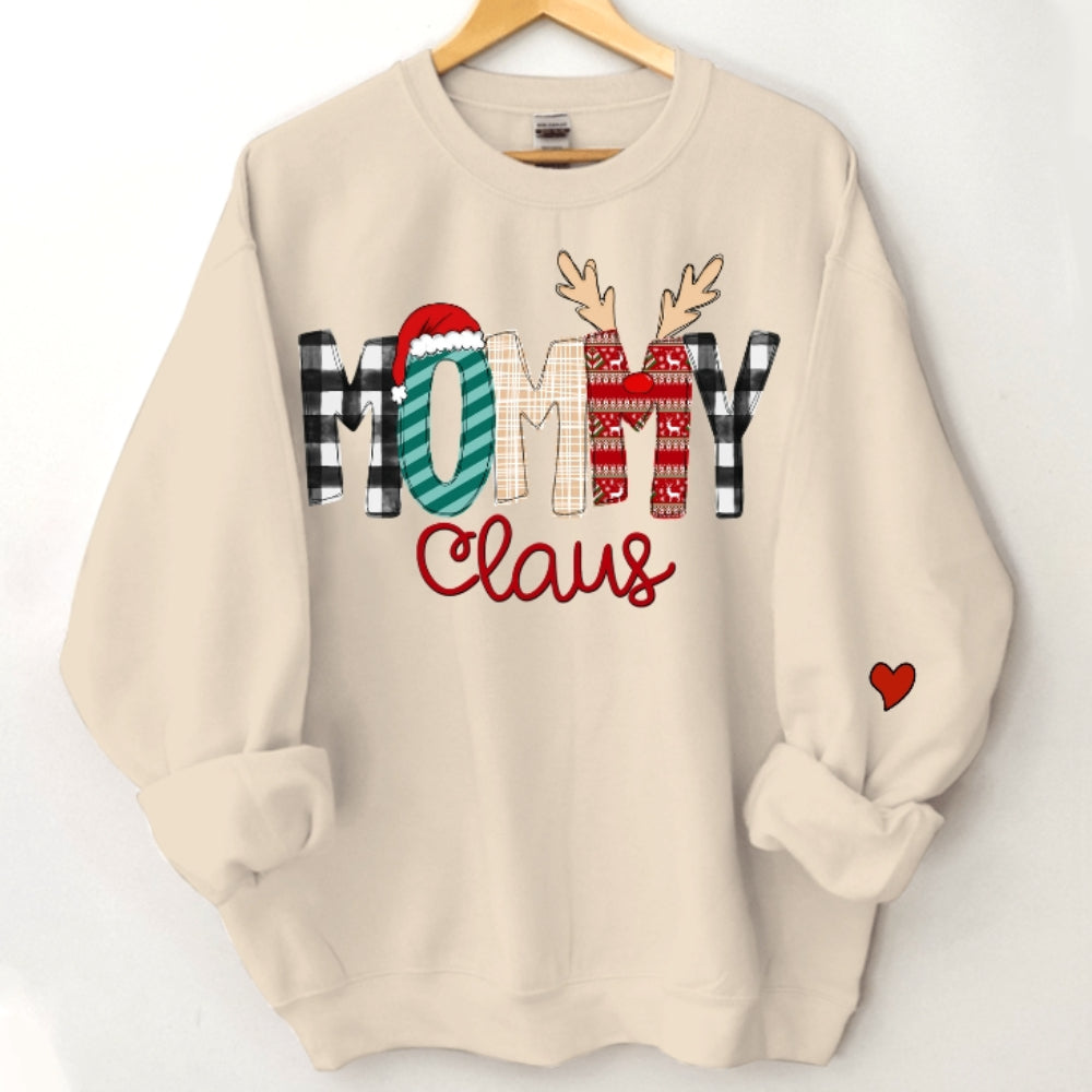 Custom Christmas Grandma/Mama Sweatshirt Personalized Xmas Claus with Kids' Names Sweatshirt