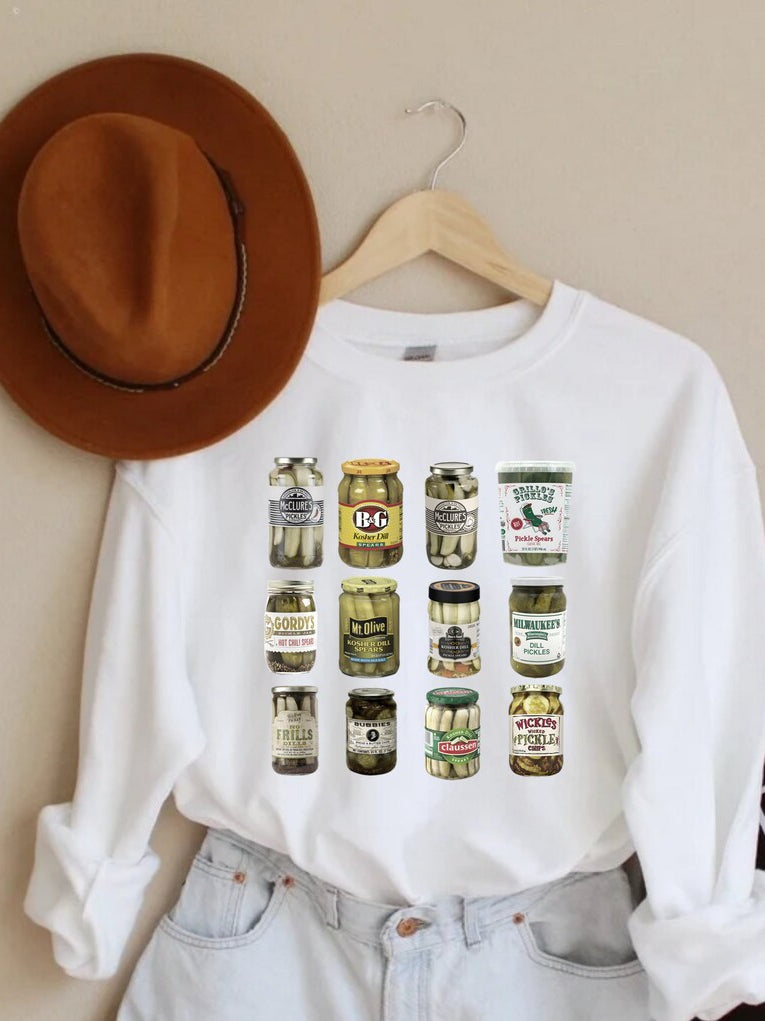 Women's Retro Canned Pickle Lovers Crewneck Sweatshirt