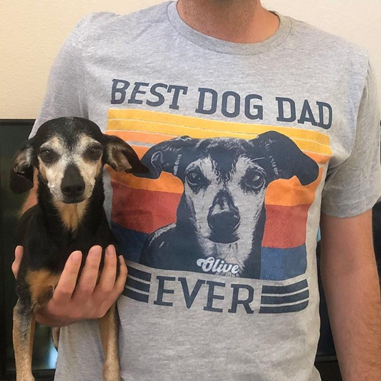 Custom Best Dog Dad Ever Shirt Personalized Add Your Own Pet Photo Tee