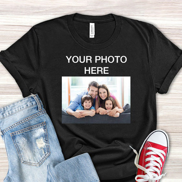 Personalized Add Your Own Photo & Text T-shirt Custom Photo Tee Gift for Friend & Family