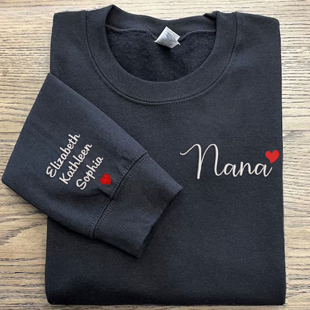 Embroidered Nana Sweatshirt Custom Grandma with Kids Name Sweatshirt Gift for Family