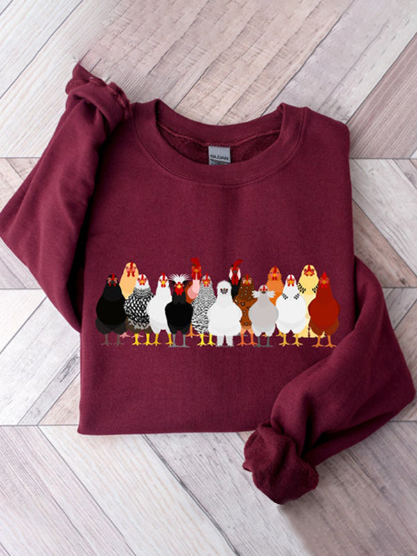 Women's Chicken Love Funny Farmer Life Crewneck Sweatshirt