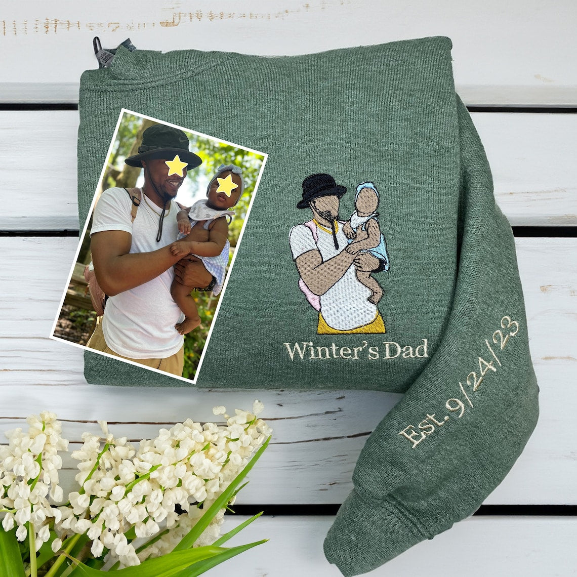 Custom Embroidery Family Hoodie Couple Portrait from Photo Hoodie Unique Gift for Dad & Family