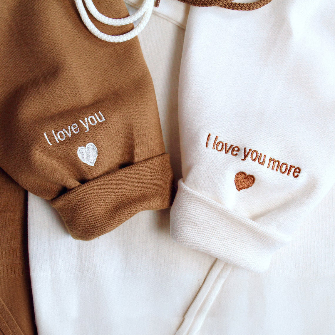 Customized Embroidered Roman Numerals Hoodie with Text on Sleeve Couple Gift for Lovers