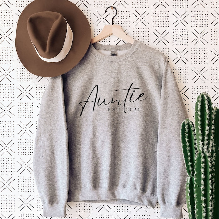 Customized Auntie Est Year Sweatshirt Best Birthday Gift for Aunt