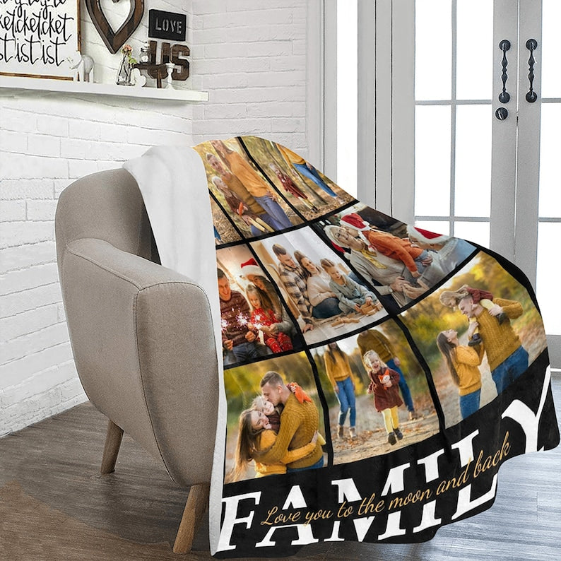 Personalized Family Memory Photos Blankets Custom Multi Photos Blanket Gift for Family