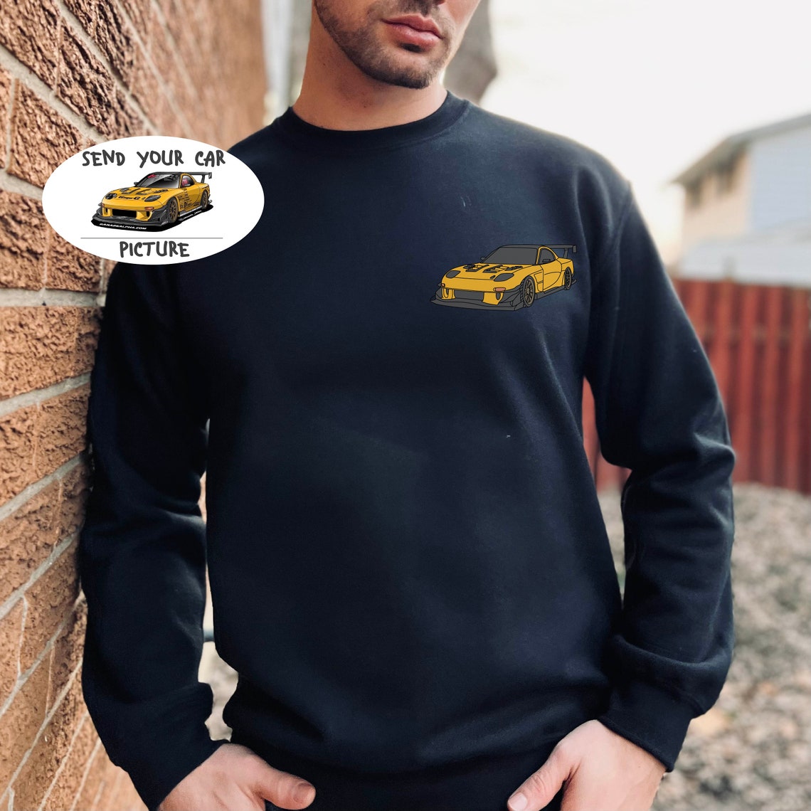 Personalized Car Photo Sweatshirt Custom Car Portrait Pullover Gift for Friends