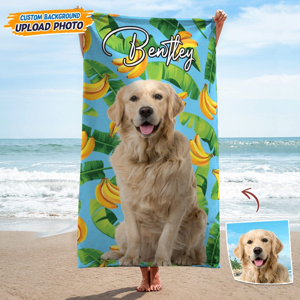 Personalized Dog Photo Beach Blanket Unique Pet Photo Portrait Blanket Gift for Pet Lover